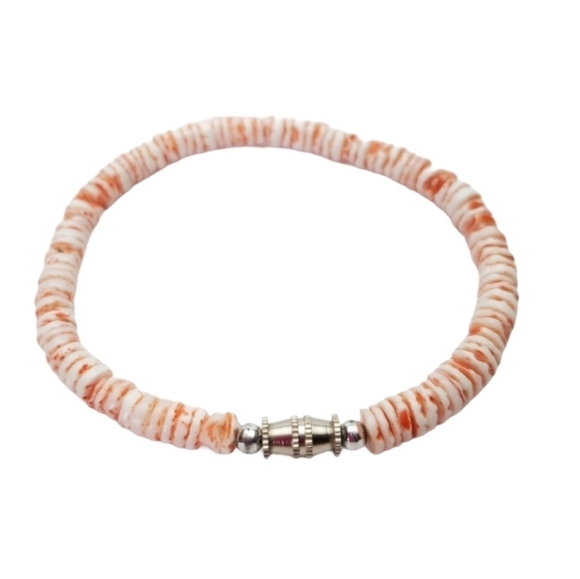 Tropical Coral White Seashell 8" Bracelet - Picture 1 of 6